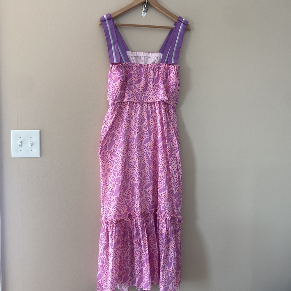 Tuckernuck Persifor- Pink & Lavender Ruffle Hem Midi Dress - Picture 6 of 13